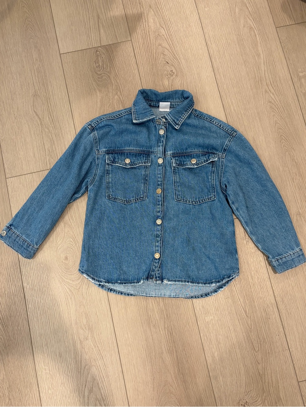 Zara Kids Denim Button-Down Shirt in Blue